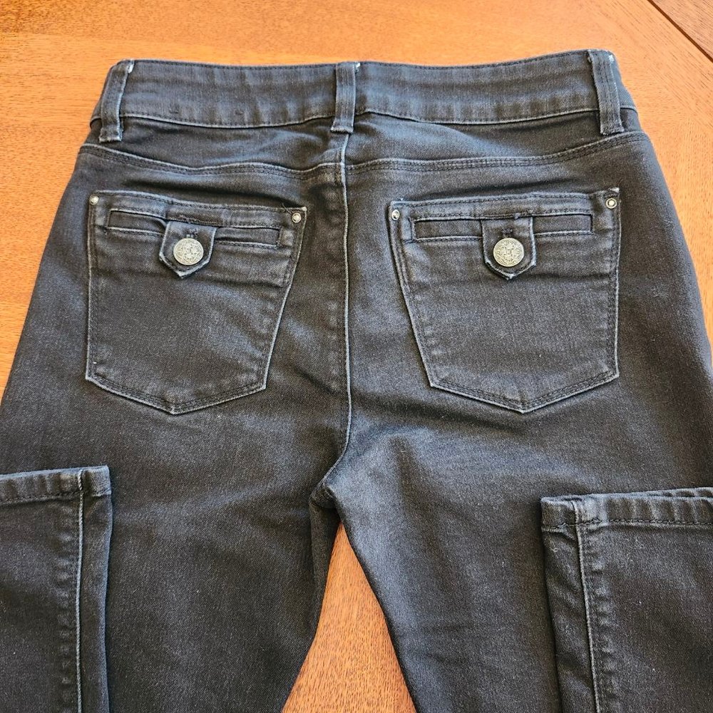 Women's White House Black Market Black Skinny Flare Jeans 2P B2 - Picture 7 of 8